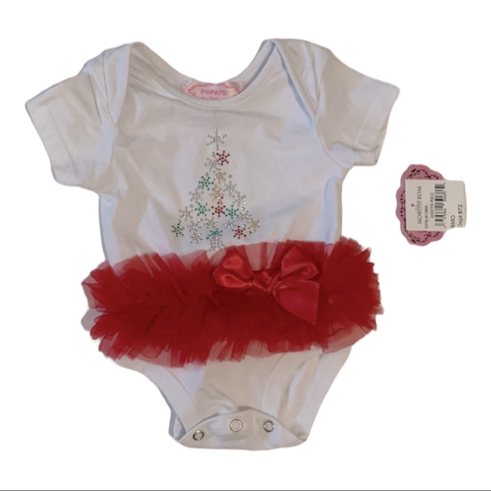 Baby Girl Christmas Tutu Onesie/ Bodysuit. Size 3-6M